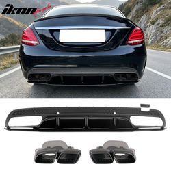 Fits 2015-2021 Benz C-Class C300 C400 C63 Edition1 Style Rear Diffuser + Exhaust Tip