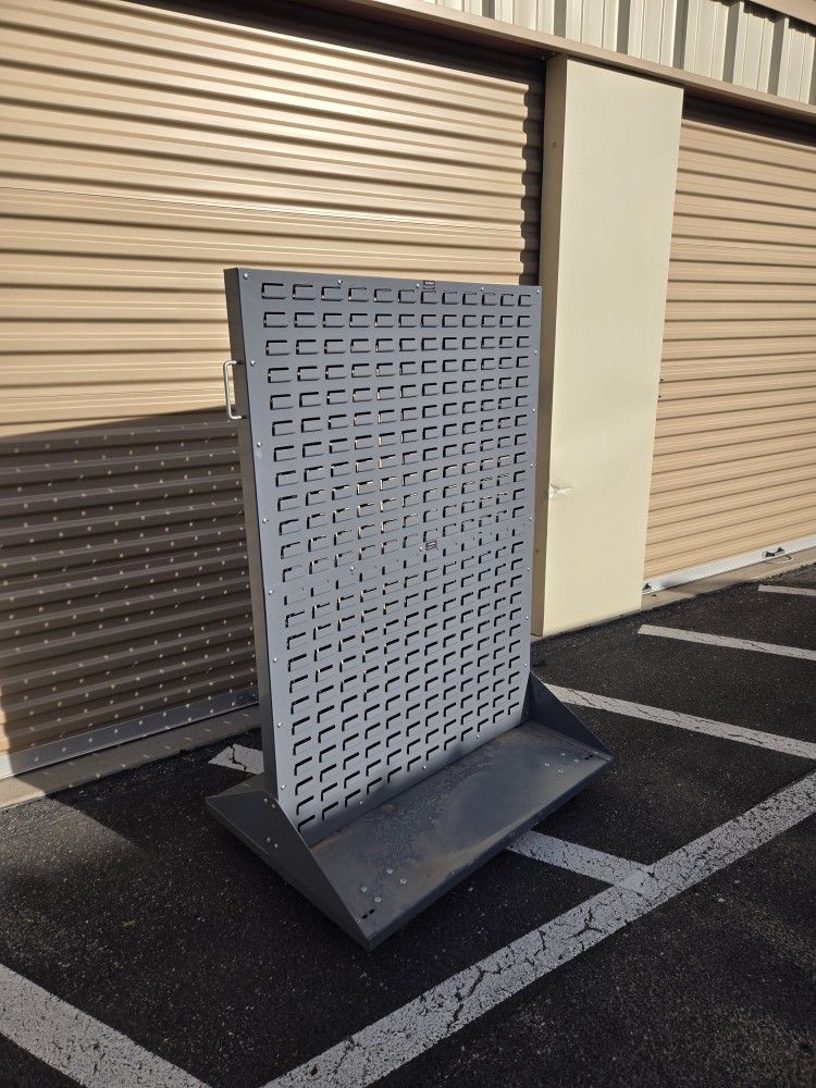 Mobile Double Sided Bin Rack On Wheels