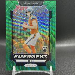 🔥2024 Panini Prizm - Emergent Bo Nix #3 Green Wave Prizm (RC) Broncos!!