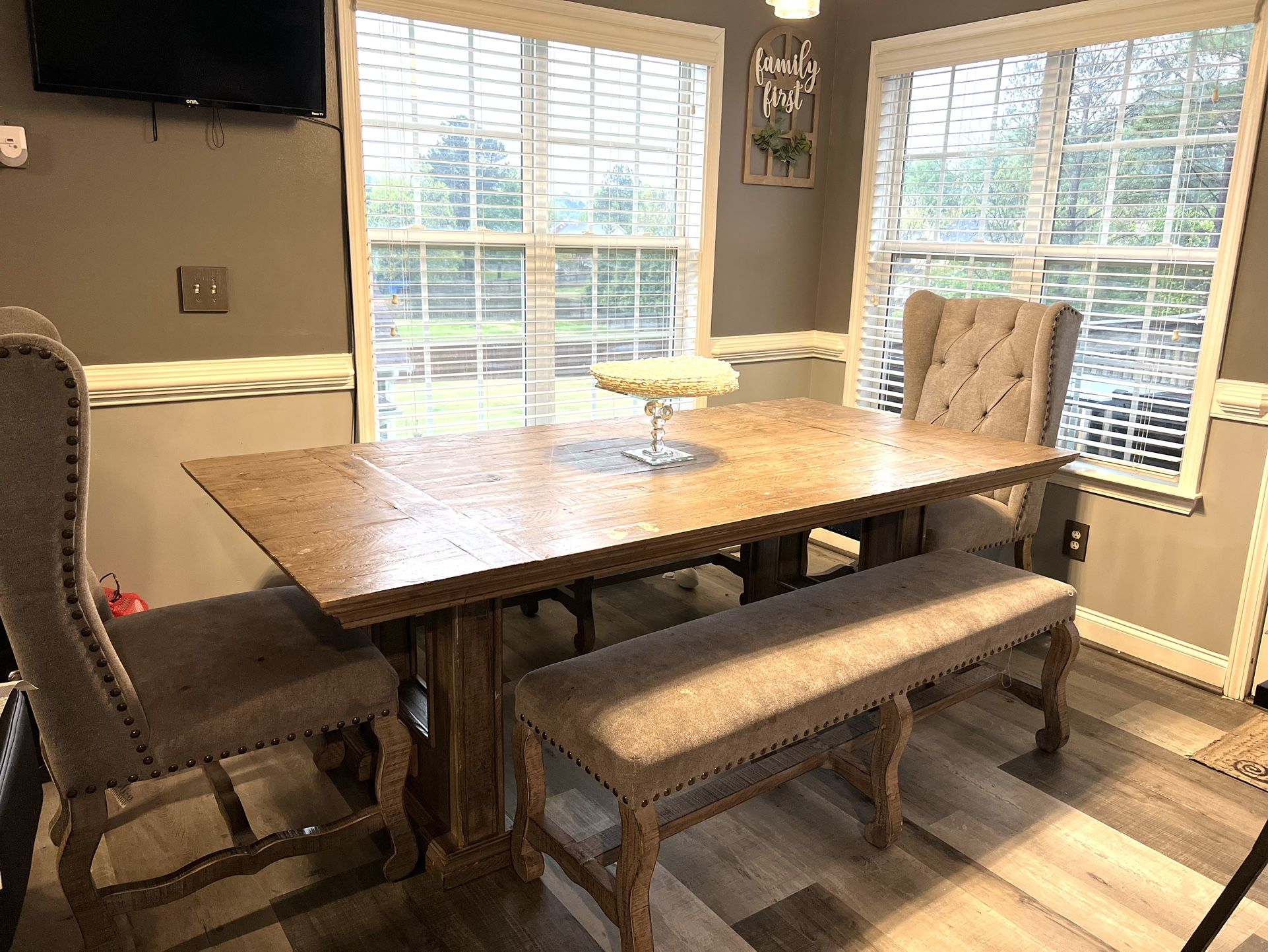 Grey Wood Dinning Table 