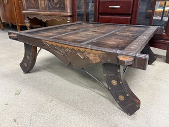 Vintage Rustic Indian Ox Cart Coffee Table