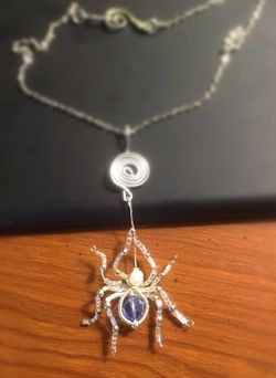 Hand crafted spider necklace Halloween jewelry accessory