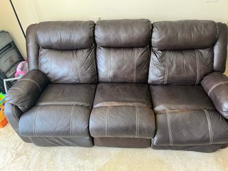 Brown leather couch