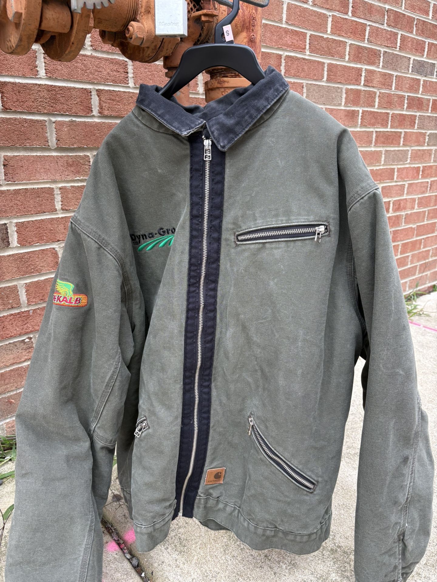 Carhartt Canvas Work Jacket Size (XL) Green Sherpa Lined J297