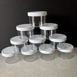 10 clear pack plastic jars with lids