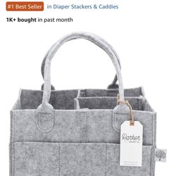 Parker Baby Diaper Caddy - Nursery Storage Bin and Car Organizer for Diapers and Baby Wipes - Gray, Regular