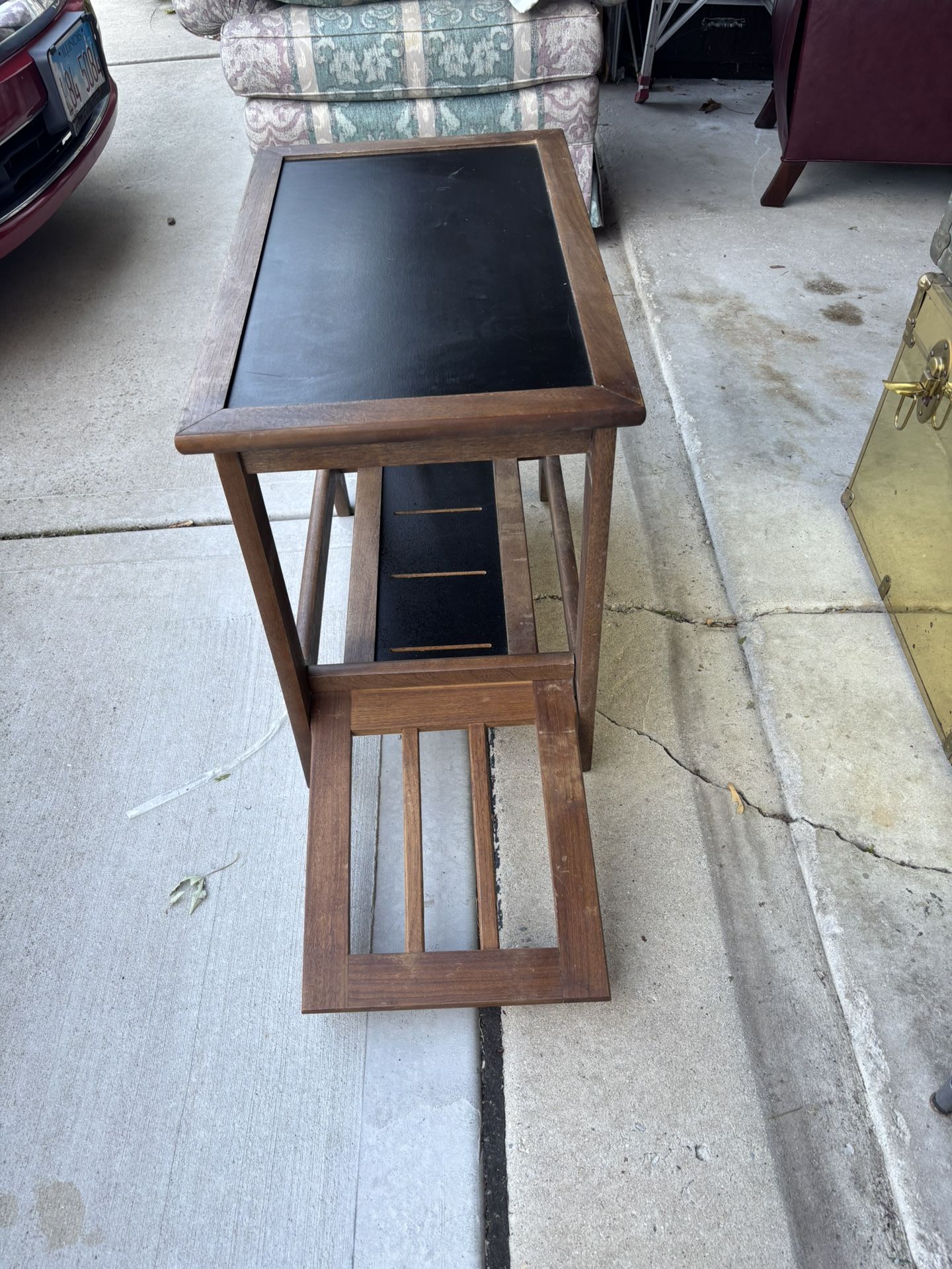 Vtg. Folding Danish Record Player Table