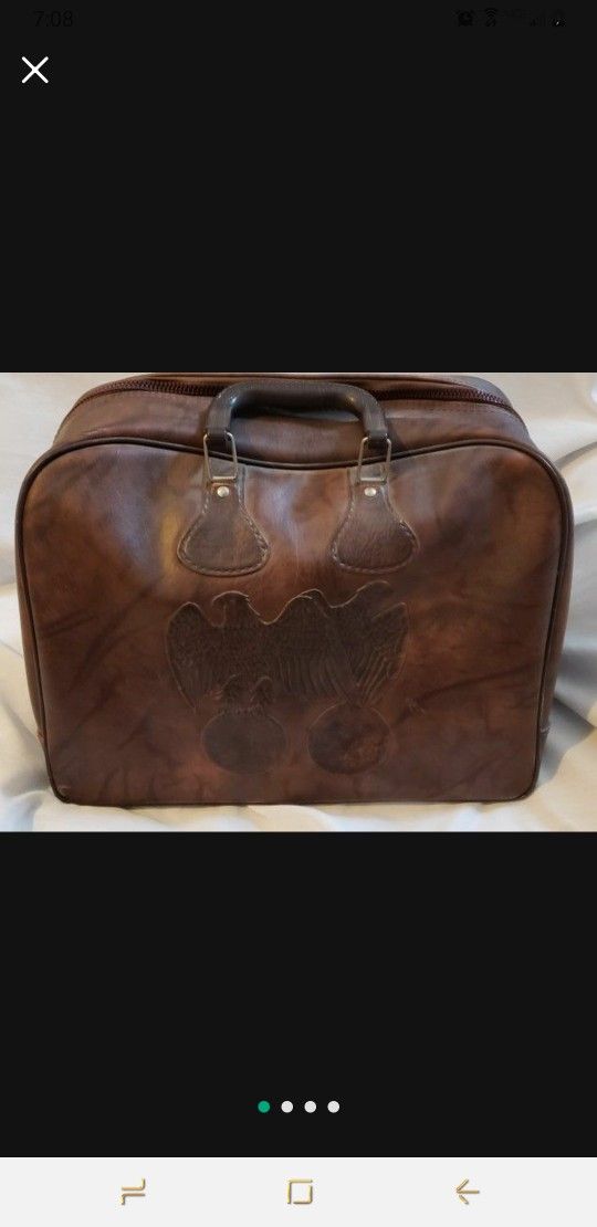 Vintage Double Leather Bowling Bag With 2 Bowling Balls