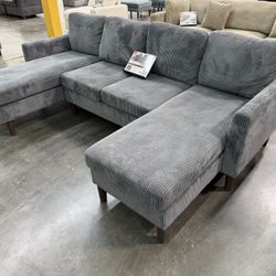 Gray Sofa Sectional Double Chaise