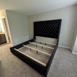 King Size Black Bed w Diamonds - Same Day Delivery In Atlanta GA