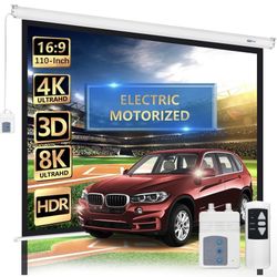 Motorized Projector Screen 110" - W/Remote Control