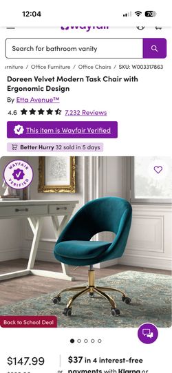 Teal Chair with Gold Accents