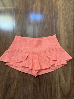 Zara Trafaluc Neon Coral Textured Mini Skort