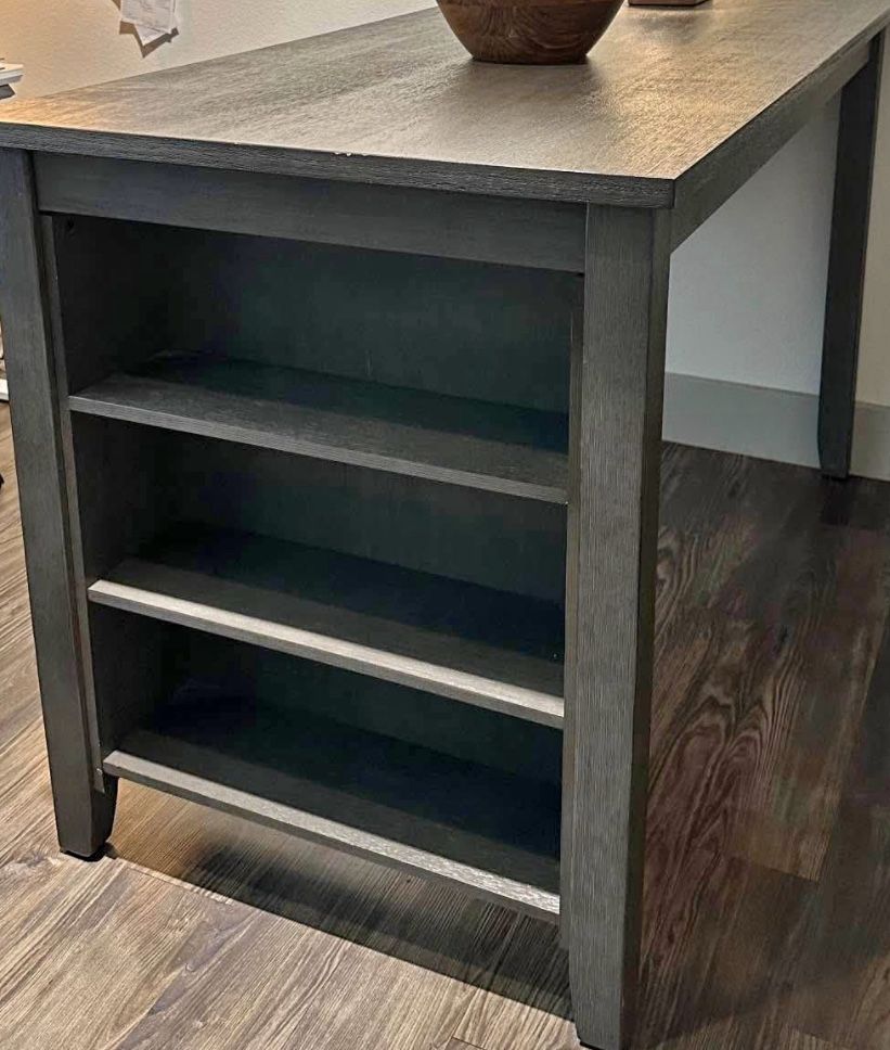 Modern Espresso Dining Table Set with Storage & 4 Espresso X-Back Chairs