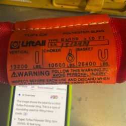 Liftall Tuflex Polyester Sling 10 Foot NEW