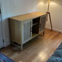 Side Table with Rattan Door Fronts
