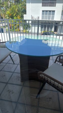 Rope base with wood and glass top table 36inches