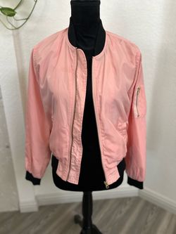 Pink Bomber Jacket with Gold Zippers size M