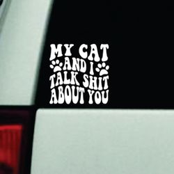 My Cat And I Talk About You Car Decal Sticker Vinyl Window Windshield