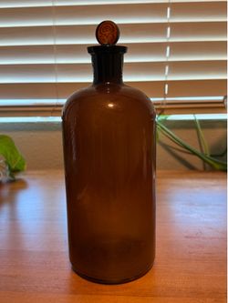 Vintage amber glass medicine bottle