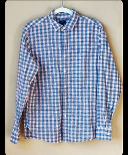 J. CREW Oxford Plaid Checkers Button Down Dress Shirt Top Mens Size M Medium