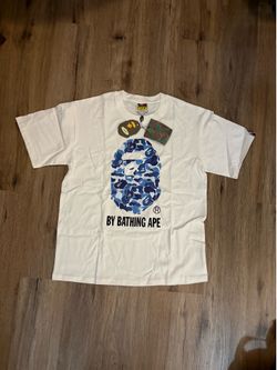 BAPE white tee with blue camo print Size M