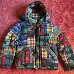 POLO RALPH LAUREN Aztec Patchwork Ripstop Hooded Down Puffer Jacket Men's M(pre-owned)