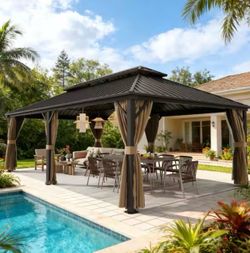 Outdoor Hardtop Gazebo with Double Roof, 14 ft. x 24 ft. New