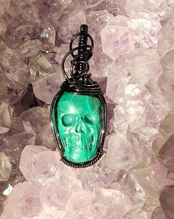 Malachite Skull Pendant