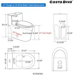 Elongated toilet combo with dual flush, 0.9/1.28 GPF, white BT04