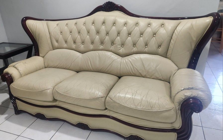 2 Lindos Sofá De Cuero!!!! Antique