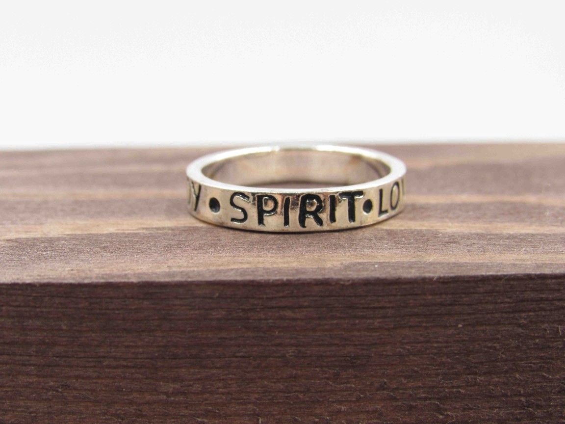 Size 6.5 Sterling Silver Inspirational Word Band Ring Vintage Statement Engagement Wedding Promise Anniversary Bridal Cocktail Friendship