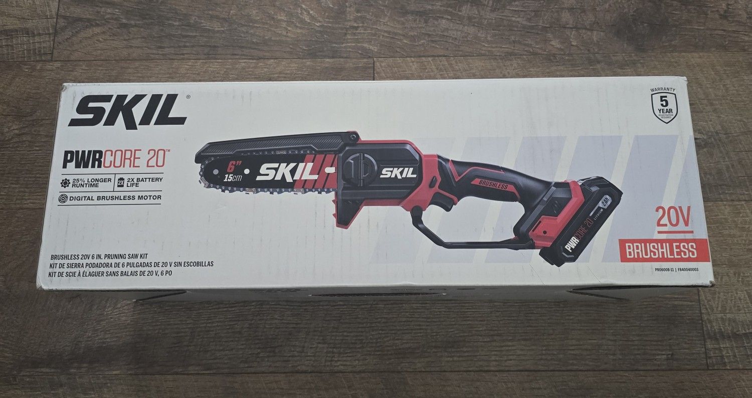 SKIL PWR CORE 20 Brushless 20V 6" Mini Chainsaw Kit including 2.0Ah Battery and Charger-PR0600B-11