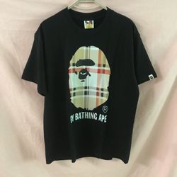 "BAPE A Bathing Ape Check by Bathing Tee
Black/Beige"
