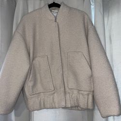 Mango (MNG) Size small oversized textured bomber jacket in ecru