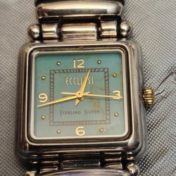 Vintage ECCLISSI Turquoise Face Ladies Sterling Silver Watch 22490

