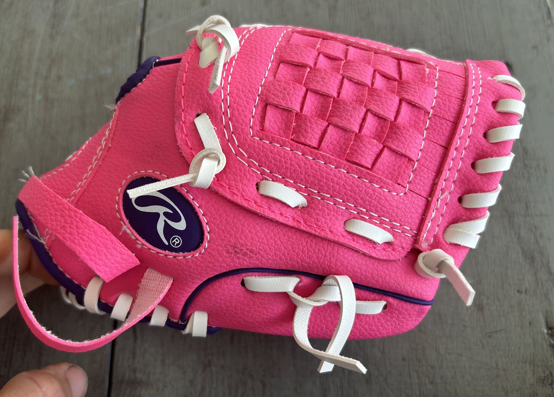 Rawlings Player Series PL90PPW 9” Youth/Kid Tee Ball Glove Pink Right Hand Thrower RHT Like NEW