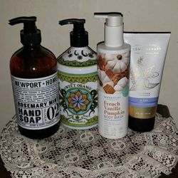 X4 NEW LA TASSE SAVON A MAINS HAND SOAP ORANGE NEWPORT HOME ROSEMARY MINT BATH BODY WORKS LAVENDER VANILLA SLEEP CREAM SCENTWORX BODY WASH