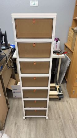 Stackable Plastic Storage Cabinets with Doors – 7-Tier + 4-Tier Set