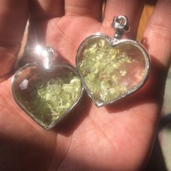 peridot Gemstone Seethrough Heart Locket Pendant Birthstone 