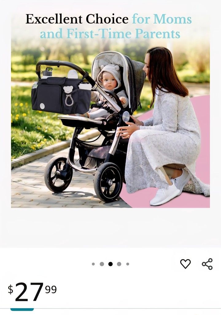 Stroller Organizer, Stroller Caddy with Insulated Cup Holder, Bag For Baby Accessories