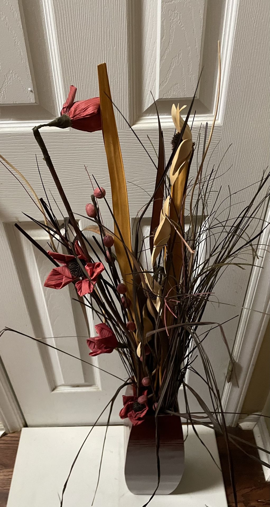 Bamboo Floor Vase With Artificial Flowers
