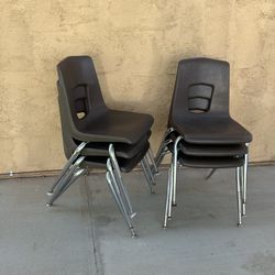 Adult Chairs Stackable Heavy Duty Metal Framed Brown