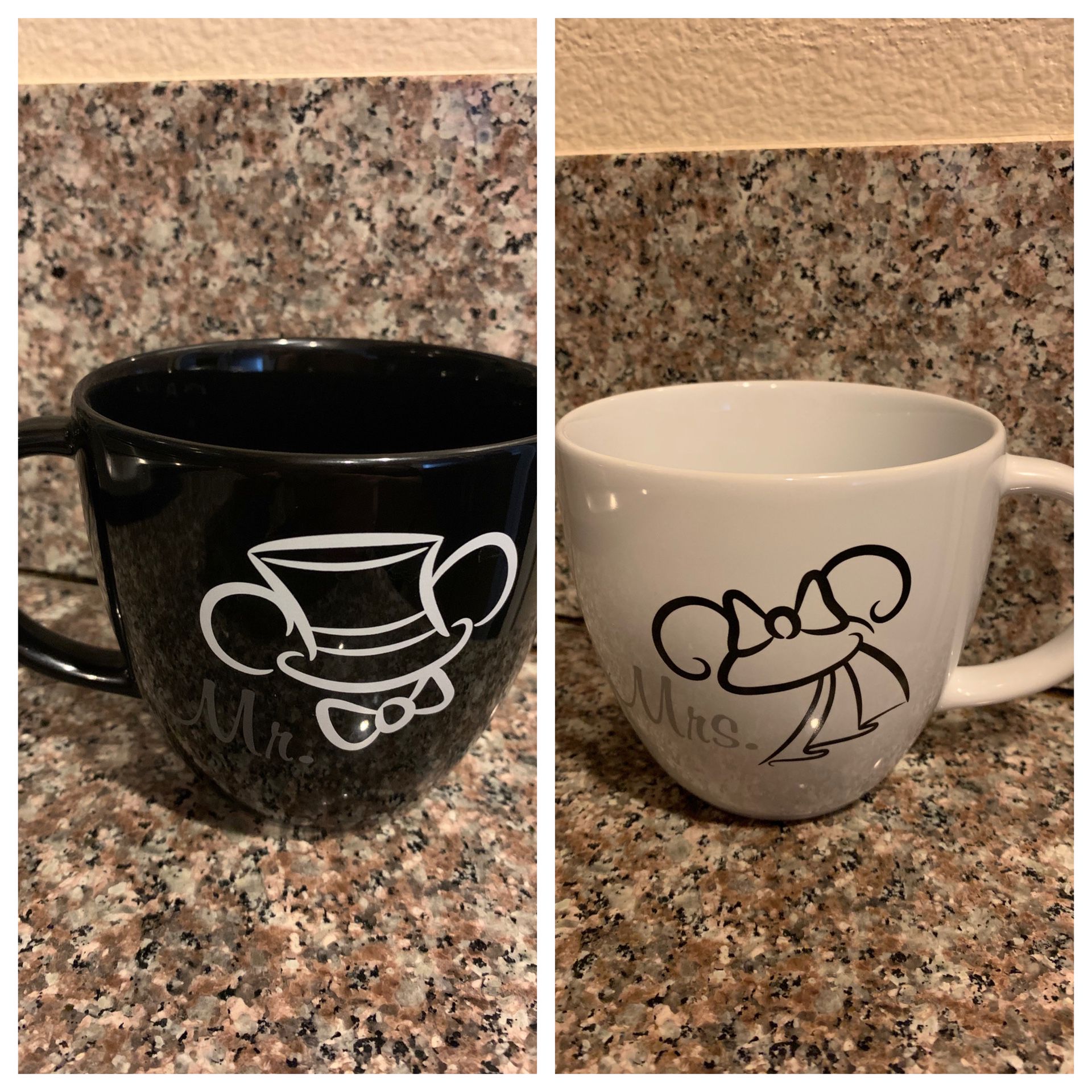 Mr & Mrs Mickey & Minnie Disney Coffe Mugs Set Bride & Groom