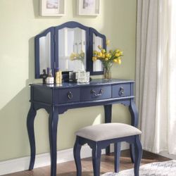 Brand New 3 PC Blue Gray Vanity Set