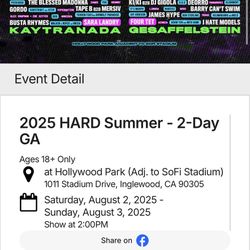 2 DAY 2025 HARD SUMMER GA TICKET 