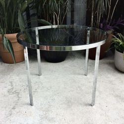 MCM 70’s Italian Chrome Glass Top Dining Table 