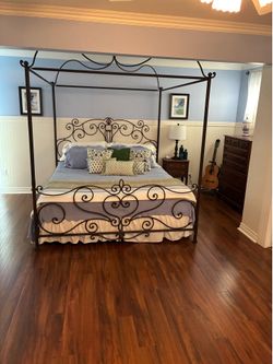 King size bed frame with box spring and mattress