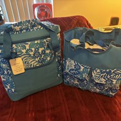 2 Piece Set; Large Beach Tote Bag & Large Ice Cooler Bag 