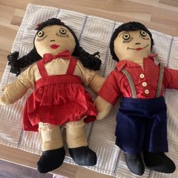 Antique Rag Doll Button Eye Doll